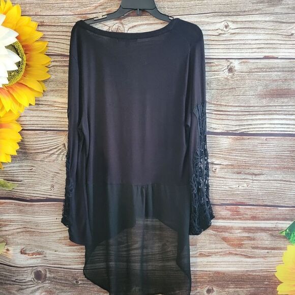 Valerie Stevens blouse long sleeve Women's XL black Pre-owned - Picture 2 of 8